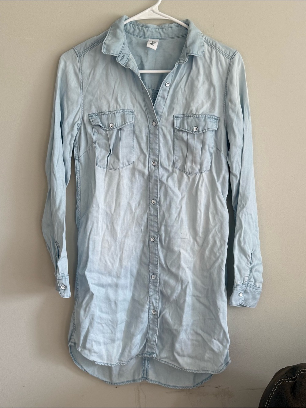 H&M & Denim Chambray midi long sleeve shirt dress